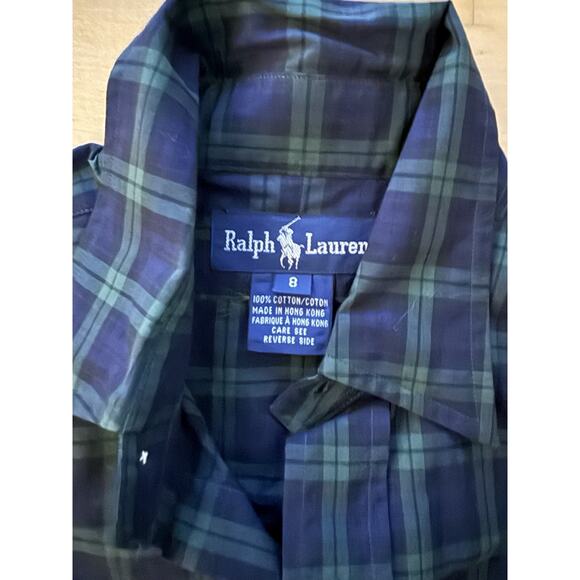 Lauren Ralph Lauren Crest Plaid Cotton Shirt Preppy Classic Button Down 8 - Picture 2 of 3